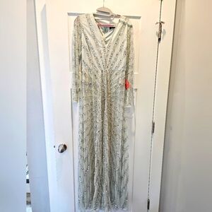 NWT Starlet Sequin Evening Gown Mint Green Long Sleeve Formal Dress Women’s 8